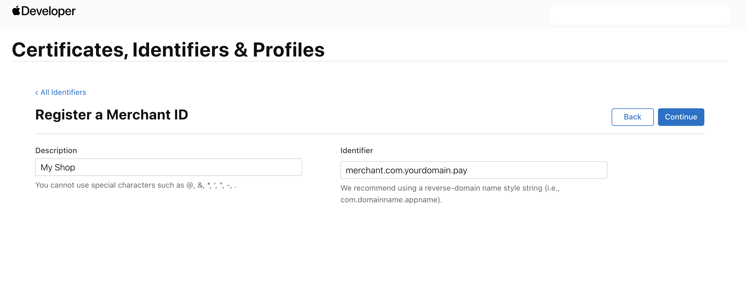 Merchant ID Form