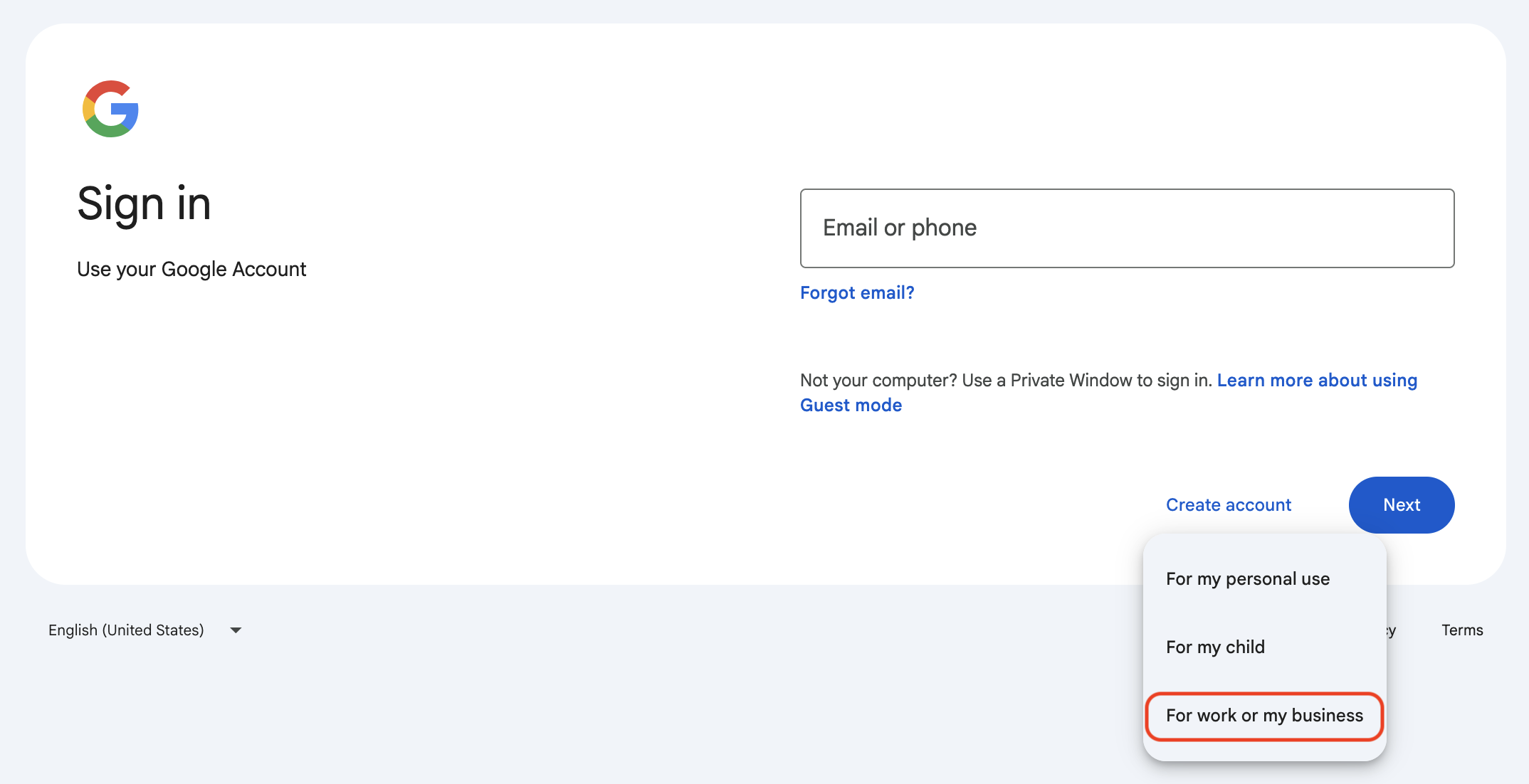 Sign in Google Account